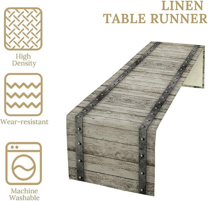 Wooden Barn Doors Table Runner Wood Rustic Farm Farmhouse Country Retro Metal - Image 7