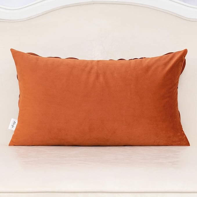 Alerfa 3D Leaves Handmade Throw Pillow Cover Decorative Floral Velvet - Image 2