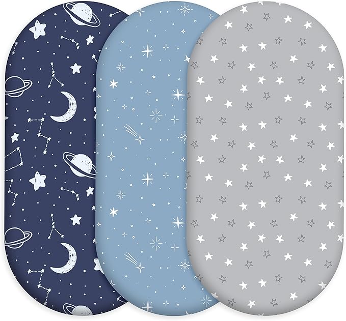 Baby Bassinet Sheets 3 Pack, Fitted Cradle Sheets by CivaruaKids