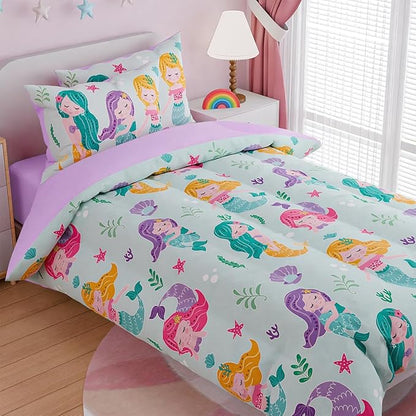 SANDJEST Mermaid Bedding Twin for Girls, Ultra Soft Microfiber Comforter Set - Image 3