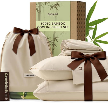 Bedsure Cooling Sheets Queen Size, Rayon Derived from Bamboo & Cotton Blend by BEDSURE