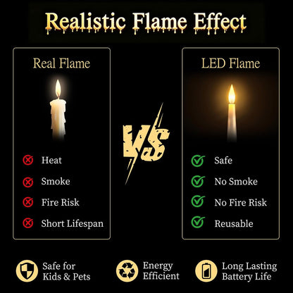 Halloween Floating Candles with Wand, 20 Pcs Flickering LED Hanging Candles