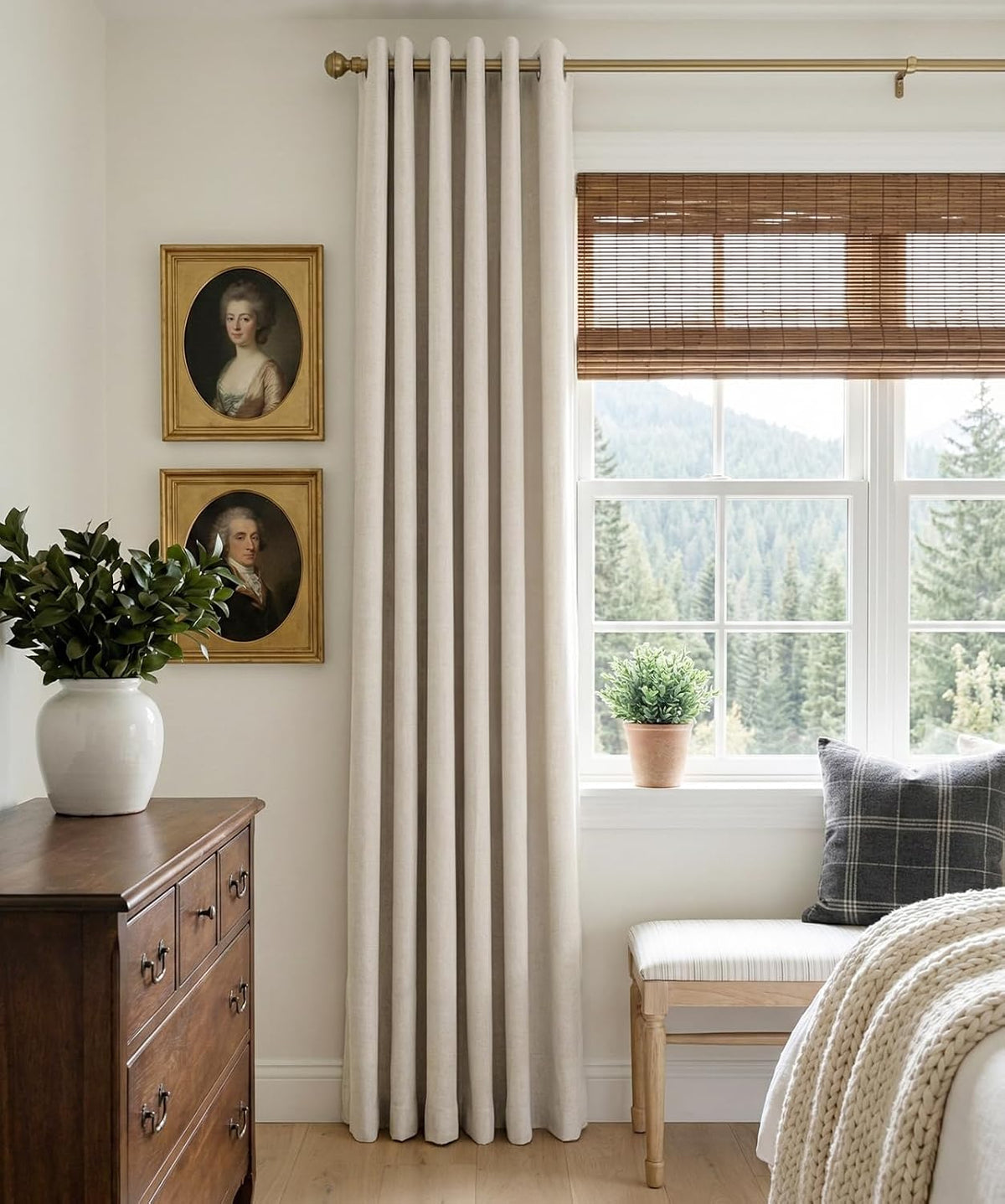 100% blackout linen curtains 84 inch long 2 shown in use