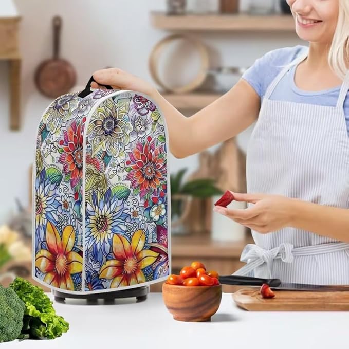 Boho Floral Blender Dust Cover Anti Fingerprint Polyester Stand Mixer or Coffee - Image 3