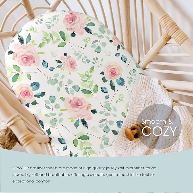 GRSSDER Stretchy Ultra Soft Baby Fitted Bassinet Sheet Set 2 Pack, Universal - Image 4