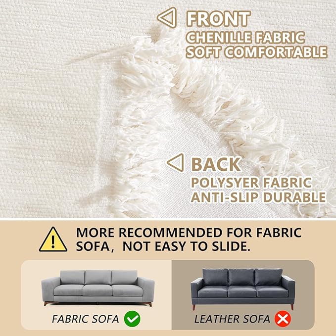 MEETSKY Couch Cover for 2 Cushion Couch Sofa Covers Washable Chenille Sectional - Image 5