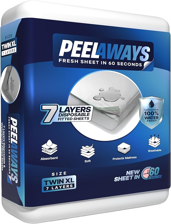 Peelaways Waterproof Disposable Bed Sheets – As Seen On Shark Tank | 7-Layer by PEELAWAYS