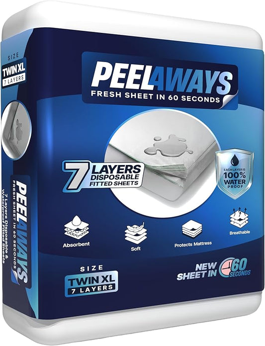 Peelaways Waterproof Disposable Bed Sheets – As Seen On Shark Tank | 7-Layer by PEELAWAYS