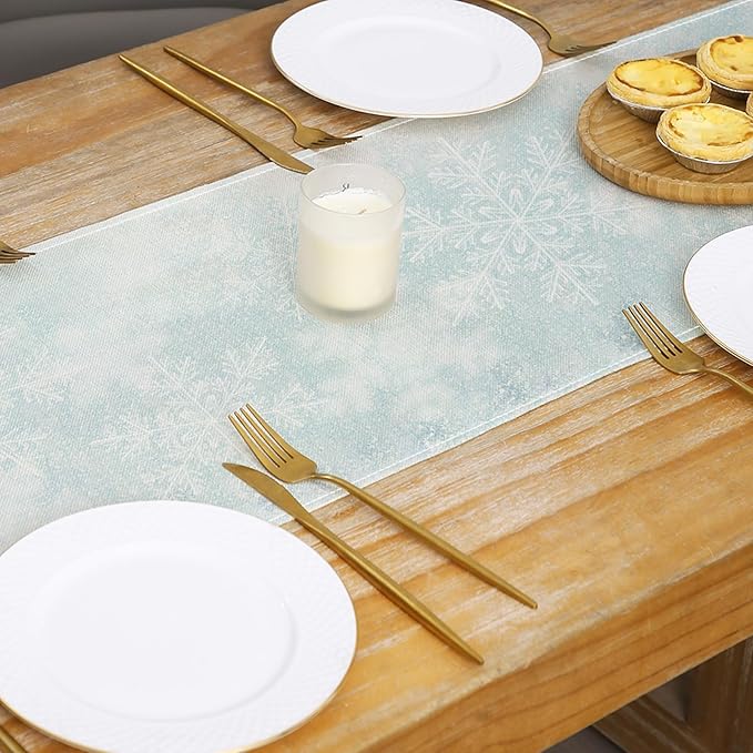 Winter Deer Trees Table Runner 13x72 Inch Snow Treehouse Winter Kitchen Dinning - Image 4