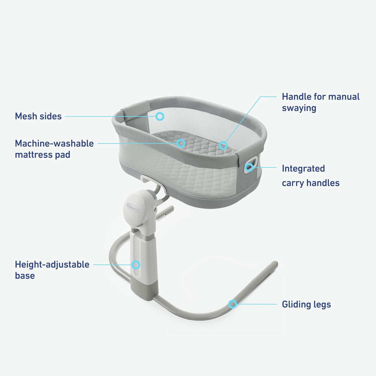 graco dreammore deluxe bedside bassinet, skyler, package contents