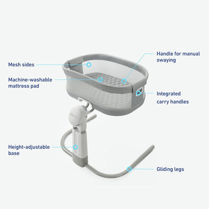 graco dreammore deluxe bedside bassinet, skyler, package contents