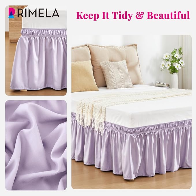 RIMELA Lavender Purple Bed Skirt King Size 18 Inch Drop, Wrap Around Elastic - Image 6