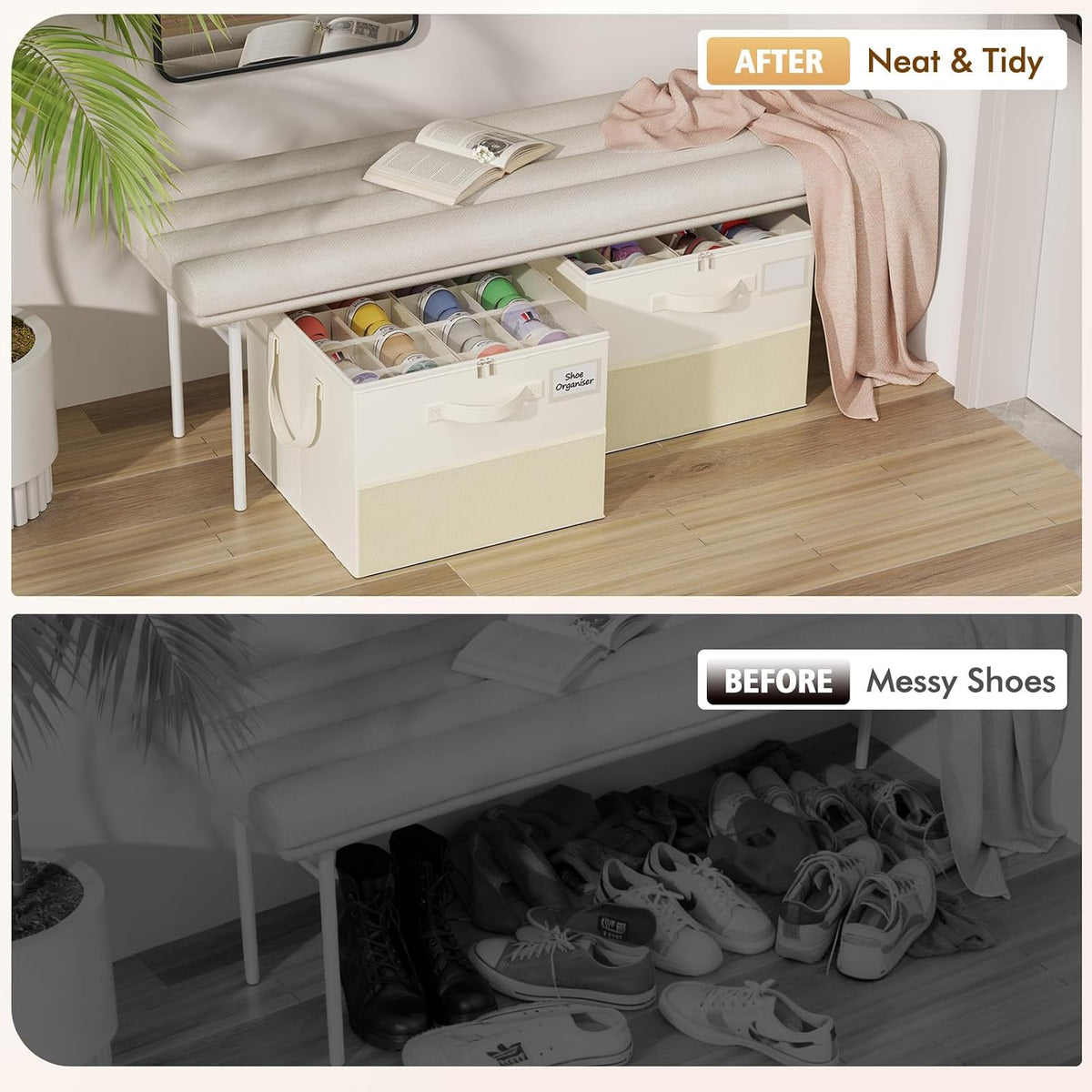 plus size 2 pack shoe organizer for closet, side view