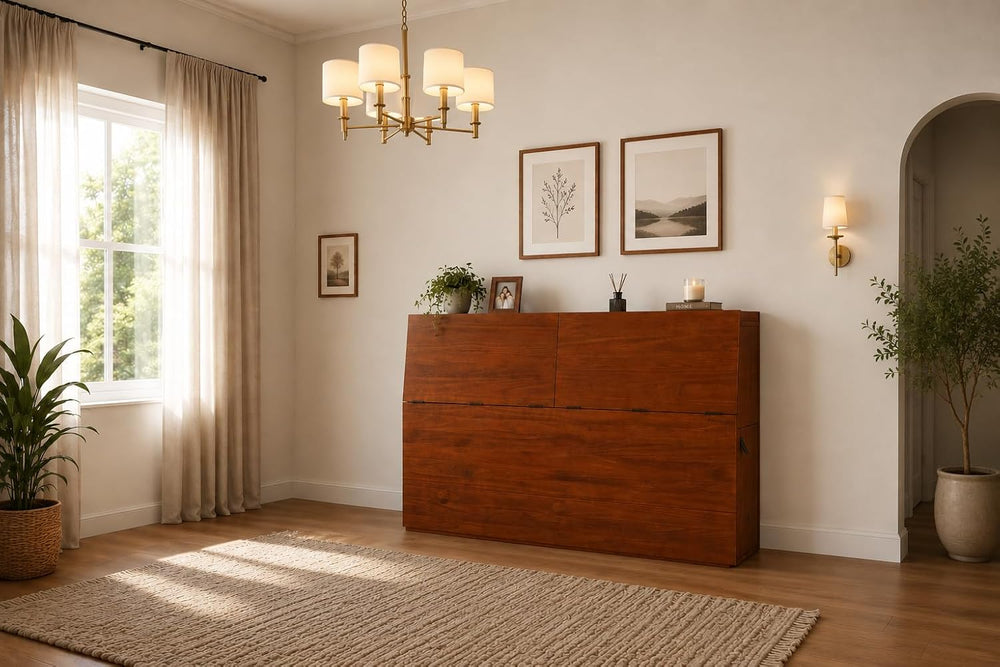 memomad Bali Storage Headboard Freestanding, Full Size, Caramel Brown