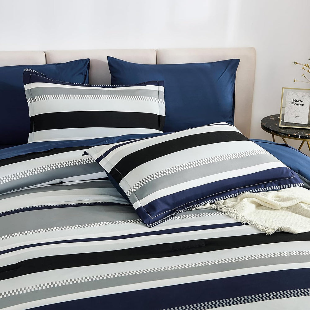 WONGS BEDDING Comforter Full Size, Navy Blue Bedding Comforter Set for Full B...