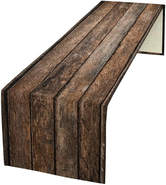 Brown Wood Rustic Table Runner Lumbers Colors Wooden Barn Door Farmhouse by ZhiRain