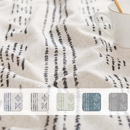 jinchan Boho Kitchen Curtain Linen Tier Curtain Bohemian Cafe 36 Inch Geometric - Image 9