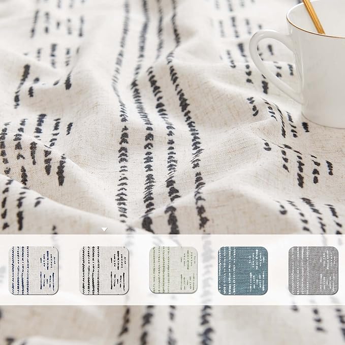 jinchan Boho Kitchen Curtain Linen Tier Curtain Bohemian Cafe 24 Inch Geometric - Image 9