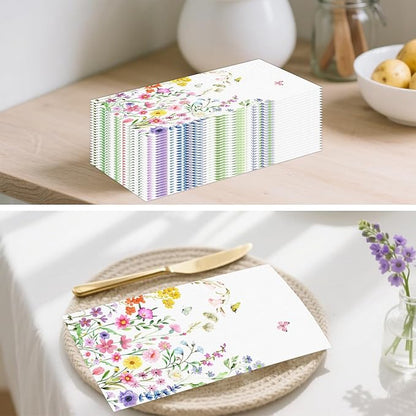 100 PCS Wildflower Paper Napkins, Disposable Flower Bathroom Guest Hand Towels - Image 5