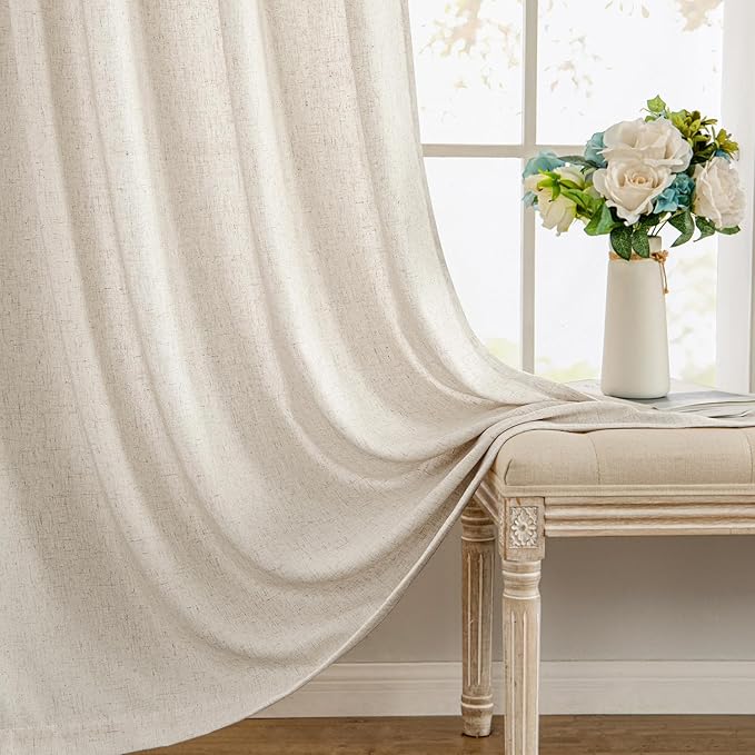 MIULEE Non-See-Through Privacy Linen Curtains 2 Panels, Light Filtering Window - Image 9