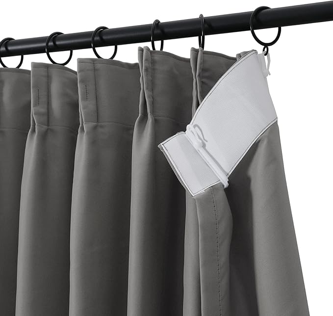 TWOPAGES Grey Pinch Pleated Room Darkening Curtain 120 Inches Long, Solid - Image 2