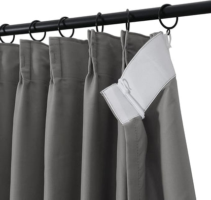 TWOPAGES Grey Pinch Pleated Room Darkening Curtain 90 Inches Long, Solid - Image 2