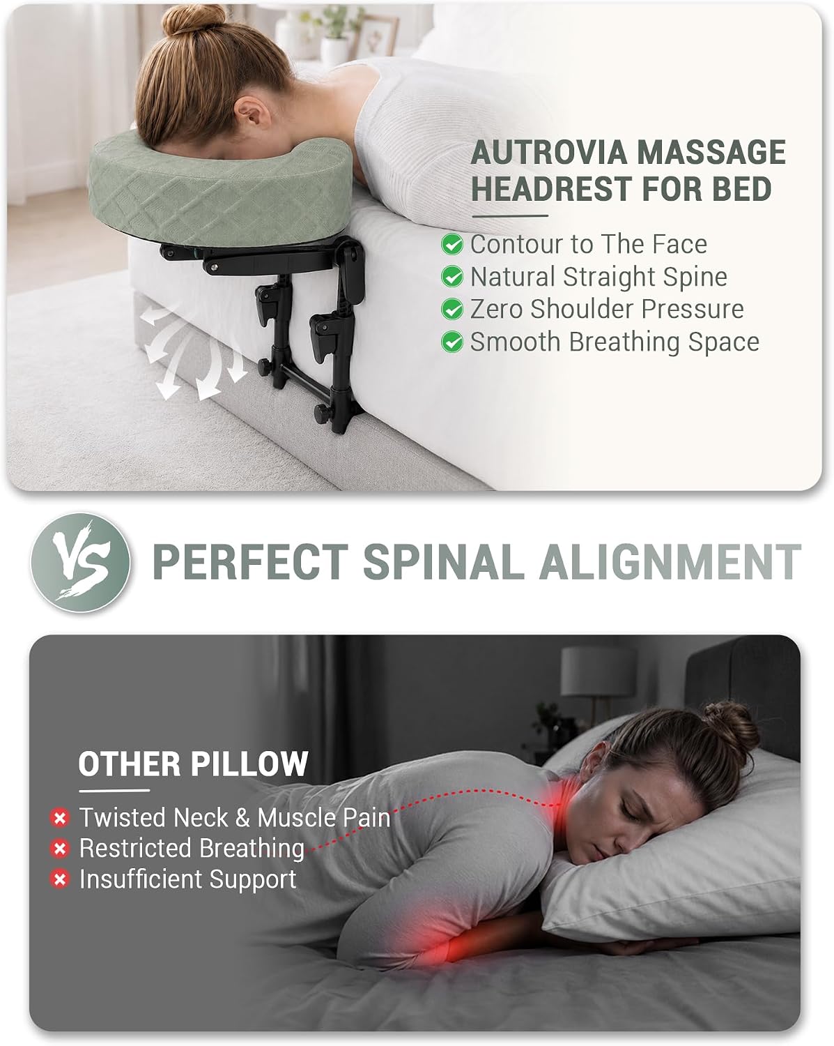 massage headrest for bed, bed massage head holder, front angle view