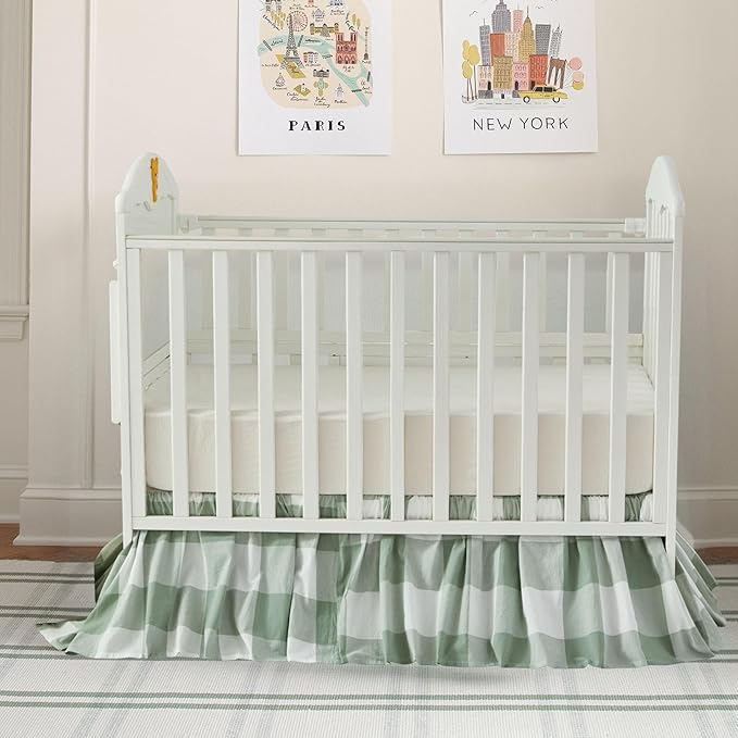 Brandream Gingham Gathered Crib Skirt, Baby Boy, Baby Girl, Gender Neutral Crib - Image 4