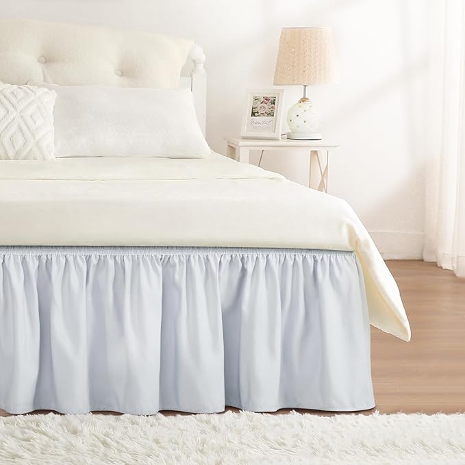 RIMELA Ice Grey Bed Skirt Queen Size 18 Inch Drop, Elastic Bed Skirting by RIMELABedSkirt