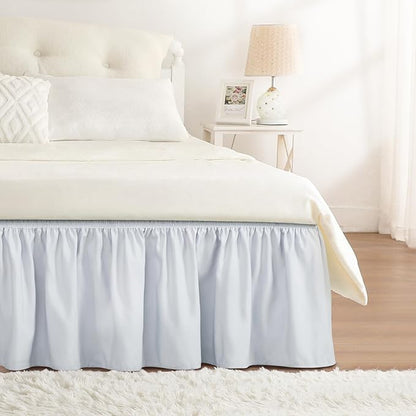 RIMELA Ice Grey Bed Skirt King Size 15 Inch Drop, Elastic Bed Skirting by RIMELABedSkirt