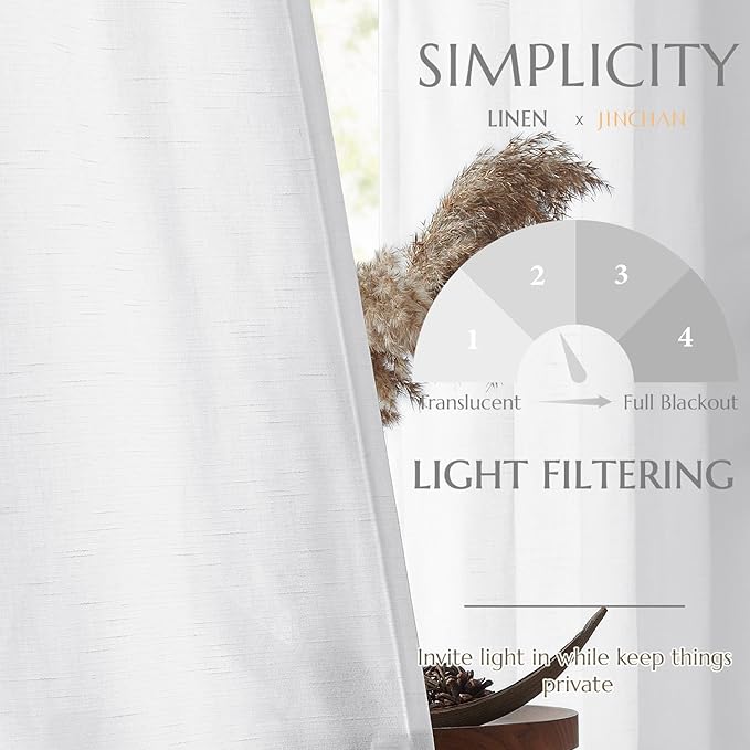 jinchan Linen Curtains for Living Room Bedroom Light Filtering Semi Sheer - Image 5
