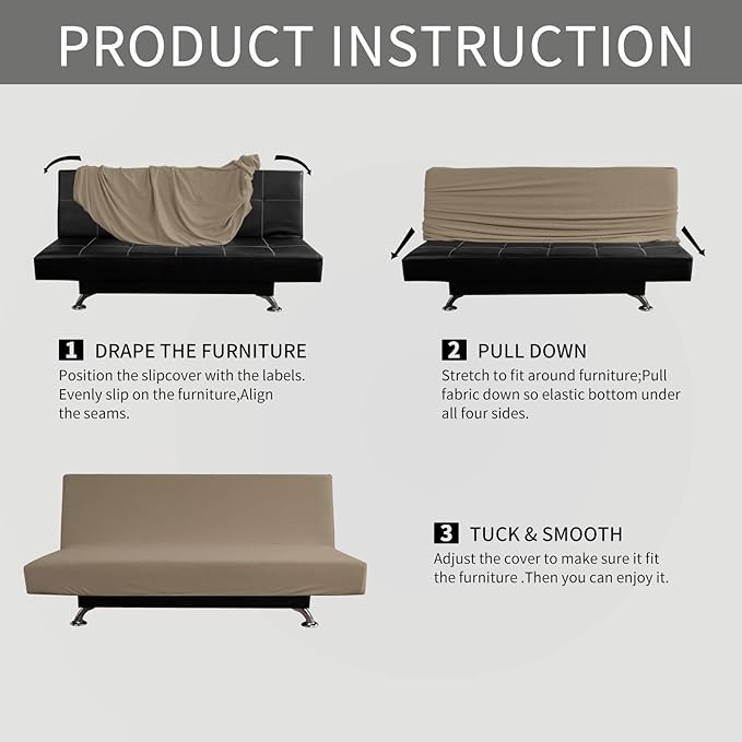 Easy-Going Stretch Futon Slipcover Armless Futon Bed Cover Furniture Protector - Image 4