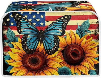 Sunflower Butterfly Print Toaster Cover 2 Slice American Flag Small Kitchen by Baxinh
