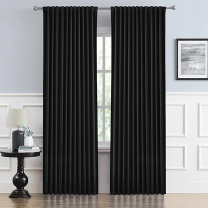 DUALIFE Black Curtains for Sliding Glass Door, Pinch Pleated for Track System by DUALIFE
