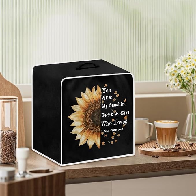 Mumeson Sunflower Black Coffee Maker Cover, Waterproof Dust Cover - Image 6