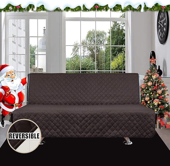 Easy-Going Futon Slipcover Reversible Sofa Cover Armless Couch Cover Water - Image 2