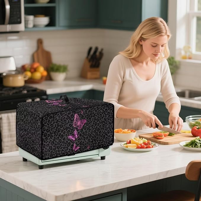 Butterfly Leopard Print Microwave Oven Dust Cover Heavy Duty Microwave Oven - Image 3