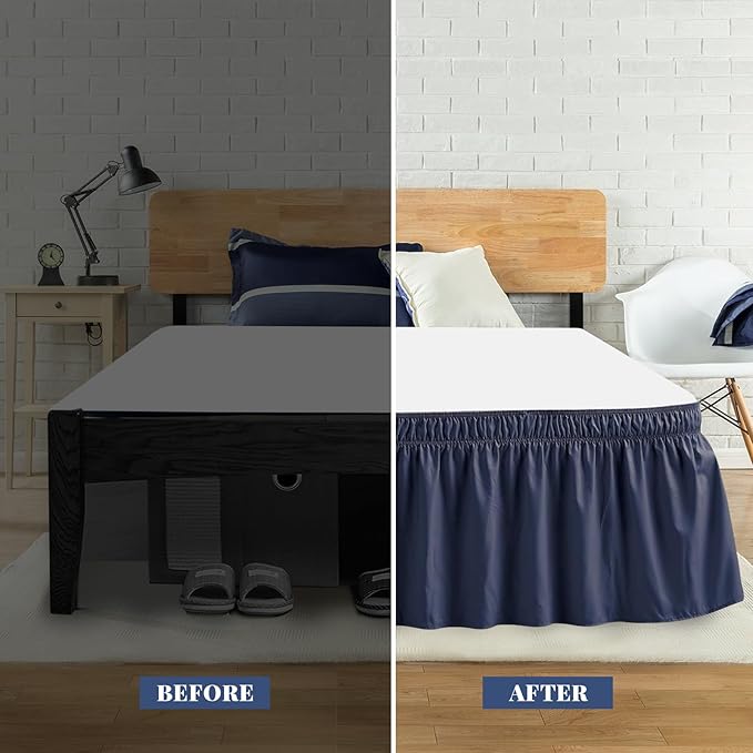 Queen Bed Skirt, Elastic Wrap Around Bed Skirt Queen Size, Bed Skirts - Image 3