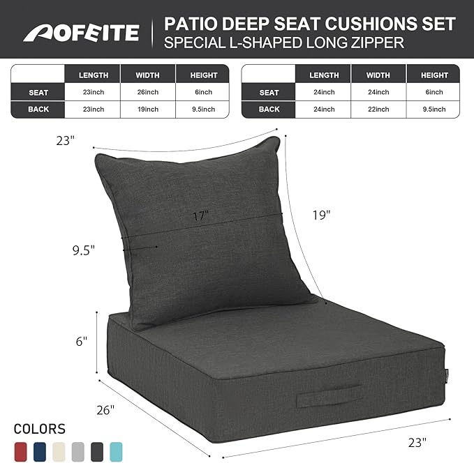 Outdoor Olefin Water-Resistant Deep Seat Cushion Set, Thickened Sofa Chair Pad - Image 5