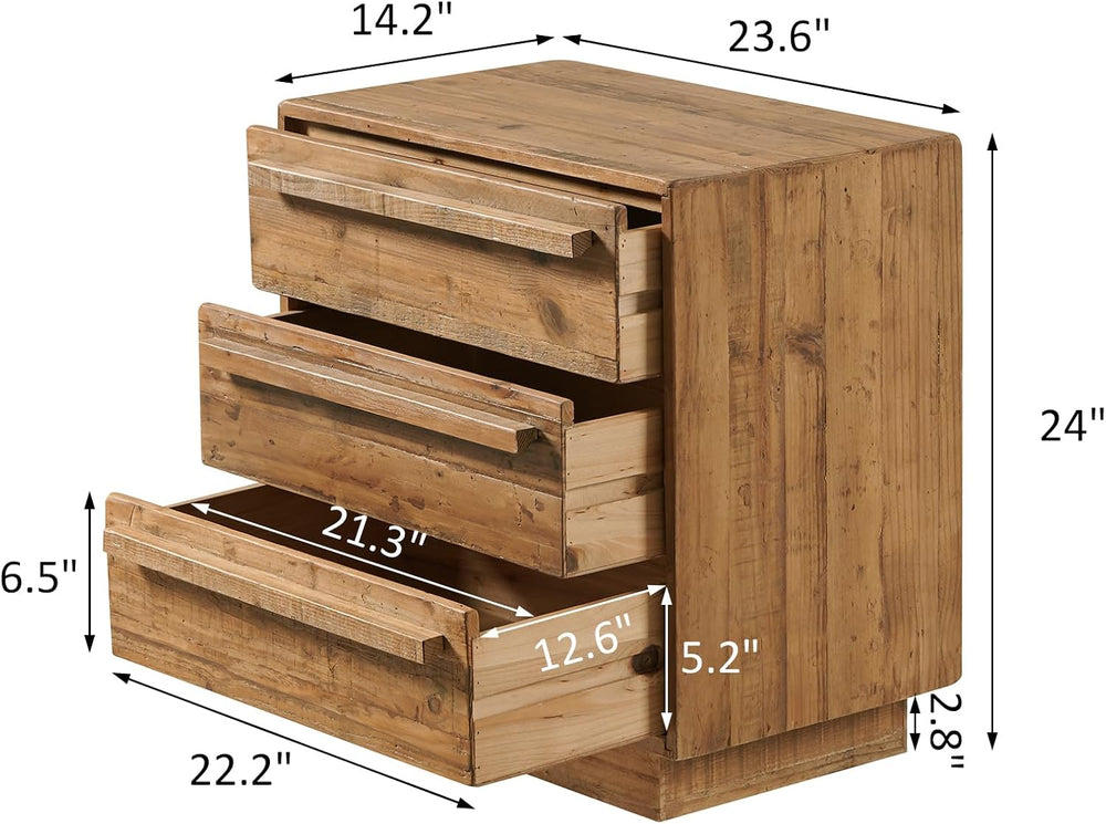HOKYHOKY Reclaimed Solid Wood Nightstand-24 Inches Large End Table