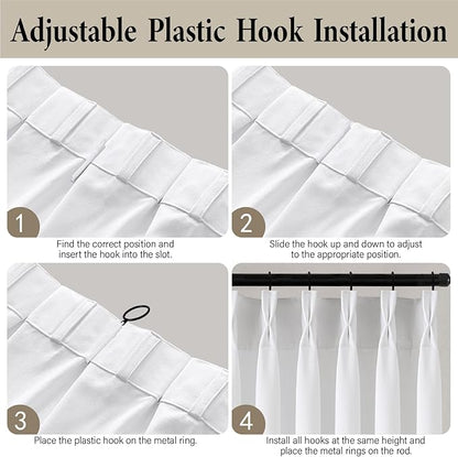 MIULEE Pinch Pleated Thick Linen Curtains 102 Inch 4 Panels Set Back Tab Memory - Image 9