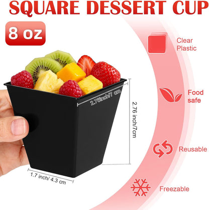 Zubebe 100 Pcs 8 oz Halloween Black Dessert Cups, Spooky Party Supplies