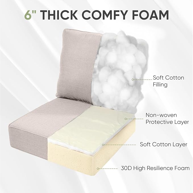 Outdoor Chair Cushions, 6 inch Thick Seat Cushion - Image 6