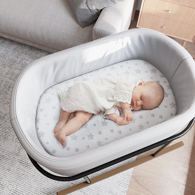 Bassinet Sheets & Waterproof Bassinet Mattress Pad Protector 4 Pack Set - Image 5