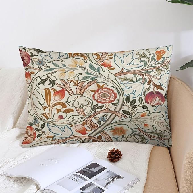 Flower Red William Morris Throw Pillow Covers 12x20 Inch Aesthetic Pillow - Image 4