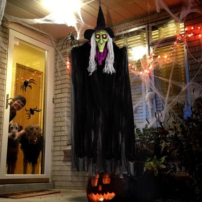 59” Halloween Hanging Animated Witch Decoration with Sound Activated
