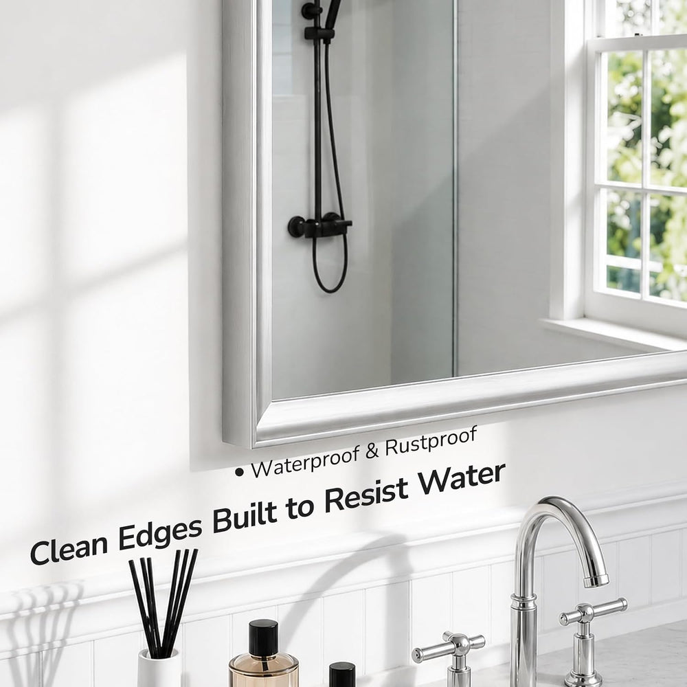 USHOWER 2 Pack 24x36 Inch Brushed Nickel Bathroom Mirrors for Over Sink