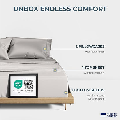 THREAD SPREAD 100% Egyptian Cotton Split King Sheets Sets - Image 3