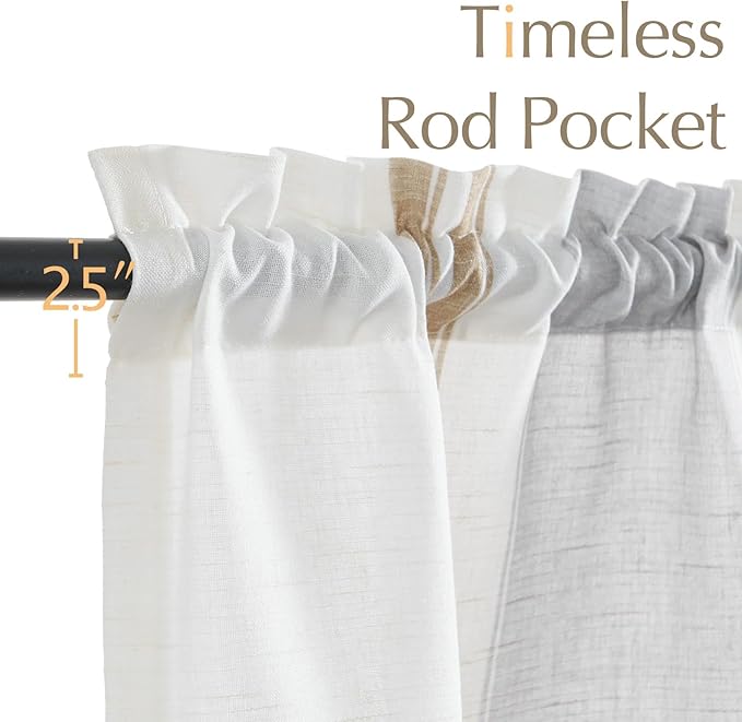 jinchan Striped Valance Farmhouse Window Treatment Linen Textured Drapes - Image 7