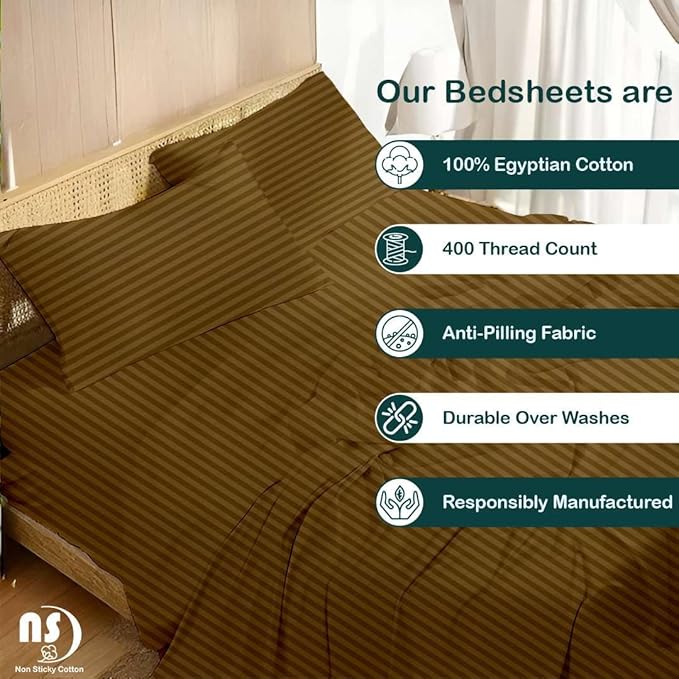 NON Sticky cotton Twin Size Sleeper Sofa Sheets, 4 Piece Egyptian Cotton Bed - Image 2